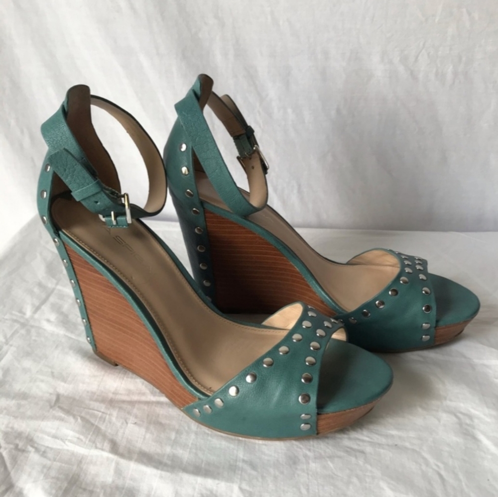 Via Spiga blue studded wedges 8 1/2